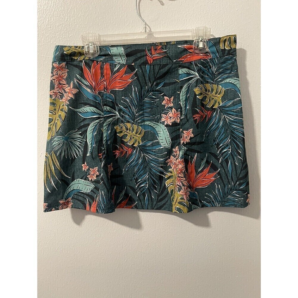 Rip Skirt Hawaii Wrap Skirt Size Large Green Coral Pink Midi Tropical Floral